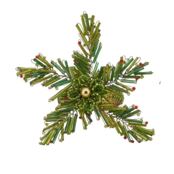 Homewear Greenery Glass Beaded Napkin Rings Embellished Set of 4 Winter Table - Picture 2 of 14